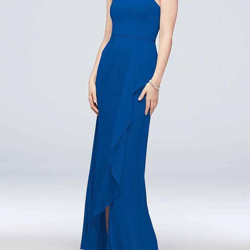 NWT 1-Shoulder Chiffon Bridesmaids Dress W/Cascade